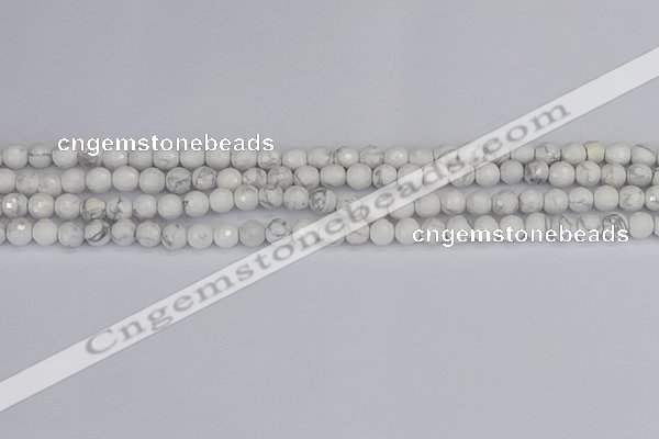 CWB230 15.5 inches 4mm faceted round white howlite beads