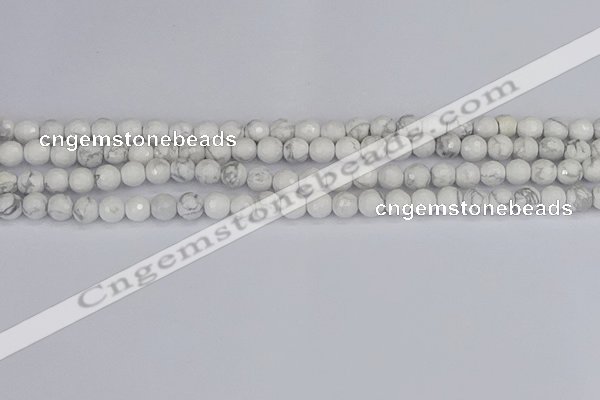 CWB231 15.5 inches 6mm faceted round white howlite beads