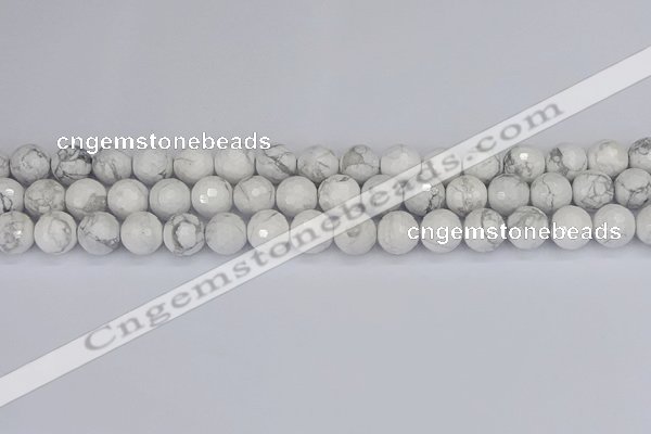 CWB232 15.5 inches 8mm faceted round white howlite beads