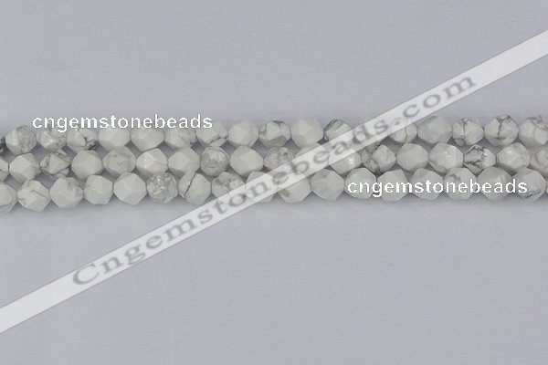 CWB239 15.5 inches 8mm faceted nuggets white howlite beads