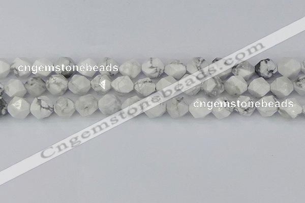 CWB240 15.5 inches 10mm faceted nuggets white howlite beads