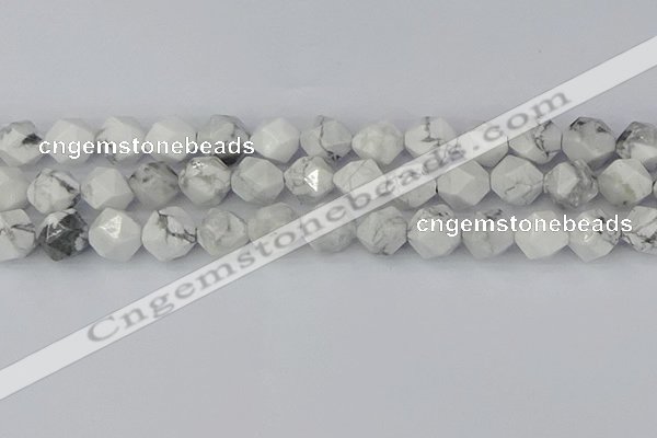 CWB241 15.5 inches 12mm faceted nuggets white howlite beads