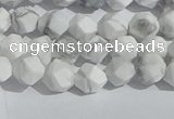 CWB244 15.5 inches 6mm faceted nuggets matte white howlite beads