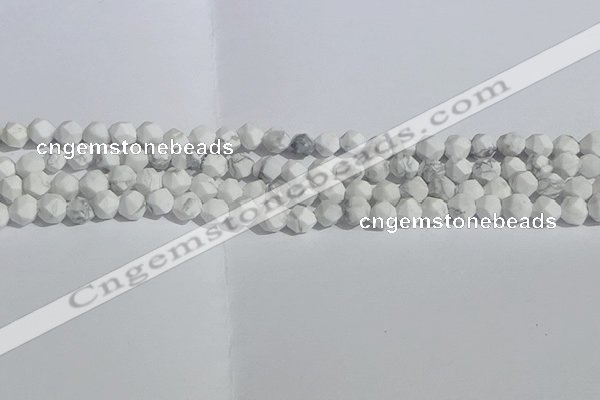 CWB244 15.5 inches 6mm faceted nuggets matte white howlite beads