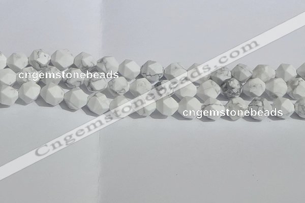 CWB246 15.5 inches 10mm faceted nuggets matte white howlite beads