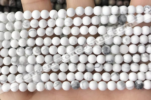 CWB250 15.5 inches 4mm round matte white howlite beads wholesale