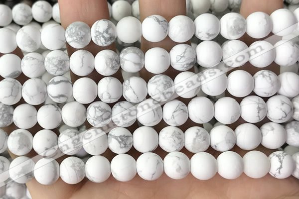 CWB252 15.5 inches 8mm round matte white howlite beads wholesale