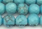 CWB260 15 inches 6mm faceted round howlite turquoise beads