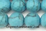 CWB261 15 inches 8mm faceted round howlite turquoise beads