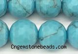 CWB262 15 inches 10mm faceted round howlite turquoise beads