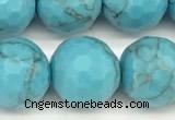 CWB263 15 inches 12mm faceted round howlite turquoise beads