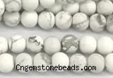 CWB270 15 inches 4mm round matte howlite turquoise beads