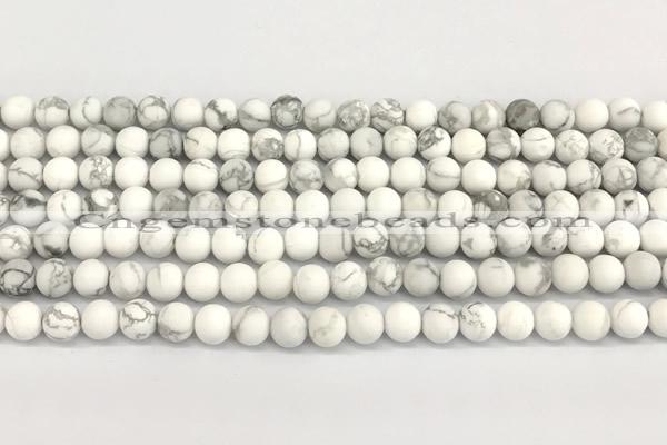 CWB271 15 inches 6mm round matte howlite turquoise beads