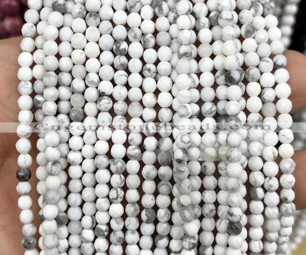 CWB278 15 inches 4mm faceted round white howlite beads