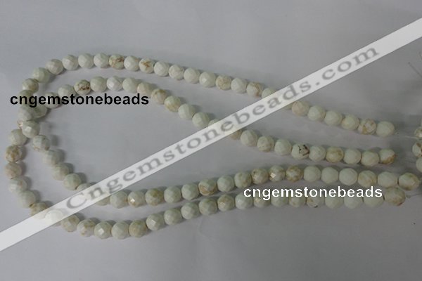 CWB300 15.5 inches 4mm faceted round howlite turquoise beads