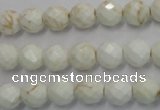 CWB302 15.5 inches 8mm faceted round howlite turquoise beads