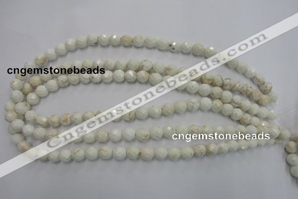 CWB302 15.5 inches 8mm faceted round howlite turquoise beads