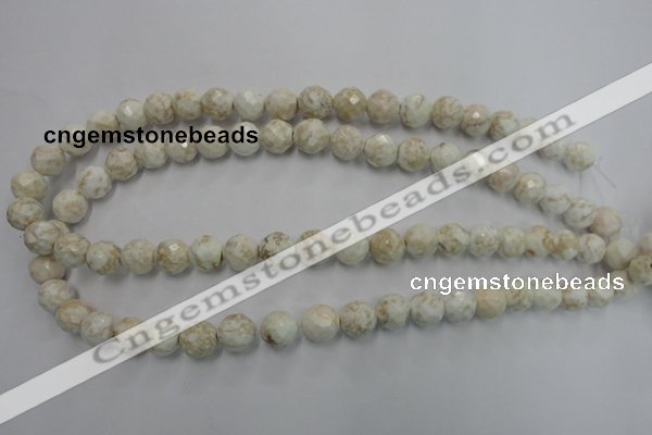 CWB303 15.5 inches 10mm faceted round howlite turquoise beads