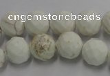 CWB304 15.5 inches 12mm faceted round howlite turquoise beads