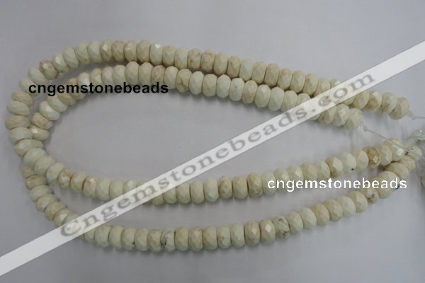 CWB327 15.5 inches 6*10mm faceted rondelle howlite turquoise beads