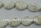 CWB363 15.5 inches 12*16mm flat teardrop howlite turquoise beads