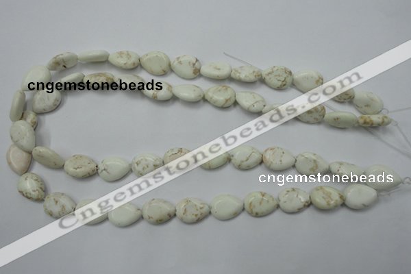 CWB363 15.5 inches 12*16mm flat teardrop howlite turquoise beads