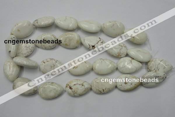 CWB367 15.5 inches 20*30mm flat teardrop howlite turquoise beads