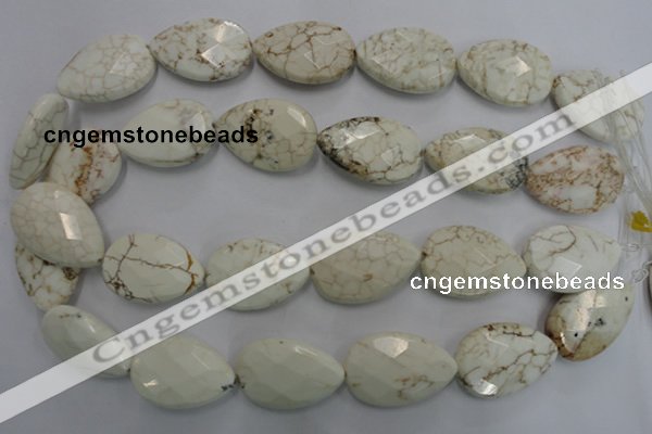 CWB377 20*30mm faceted flat teardrop howlite turquoise beads