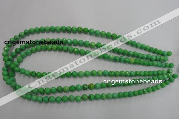 CWB390 15.5 inches 4mm faceted round howlite turquoise beads