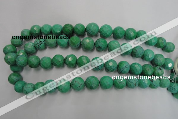 CWB405 15.5 inches 14mm faceted round howlite turquoise beads