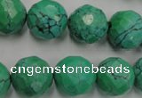 CWB406 15.5 inches 16mm faceted round howlite turquoise beads