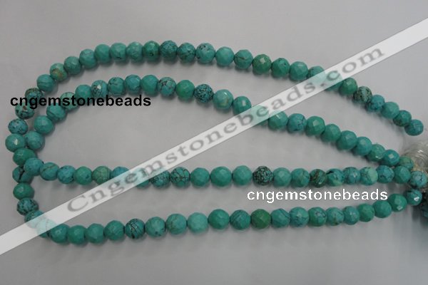 CWB412 15.5 inches 8mm faceted round howlite turquoise beads