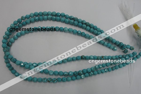 CWB421 15.5 inches 6mm faceted round howlite turquoise beads