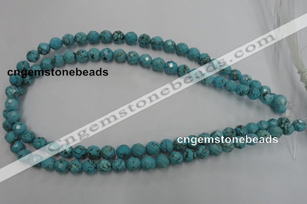 CWB422 15.5 inches 8mm faceted round howlite turquoise beads