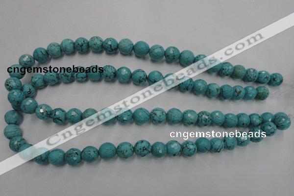 CWB423 15.5 inches 10mm faceted round howlite turquoise beads