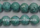 CWB424 15.5 inches 12mm faceted round howlite turquoise beads