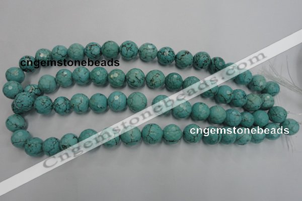 CWB424 15.5 inches 12mm faceted round howlite turquoise beads