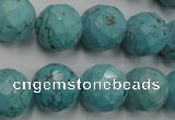 CWB425 15.5 inches 14mm faceted round howlite turquoise beads