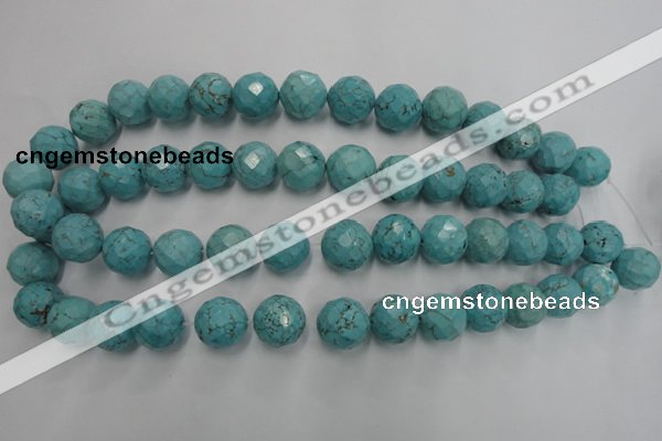 CWB425 15.5 inches 14mm faceted round howlite turquoise beads