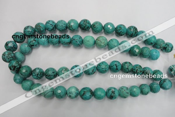 CWB426 15.5 inches 14mm faceted round howlite turquoise beads