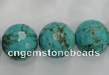 CWB427 15.5 inches 16mm faceted round howlite turquoise beads