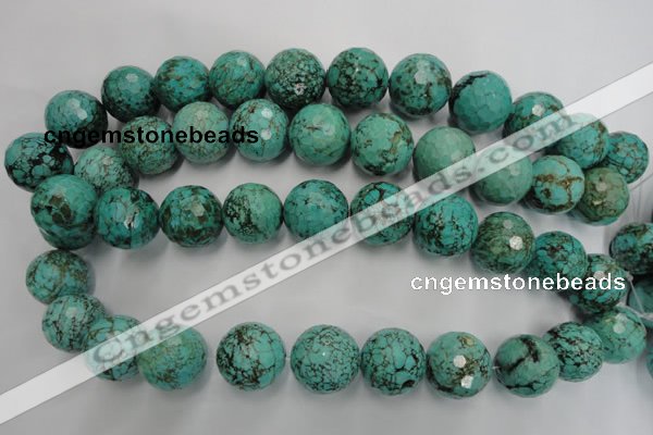 CWB428 15.5 inches 18mm faceted round howlite turquoise beads