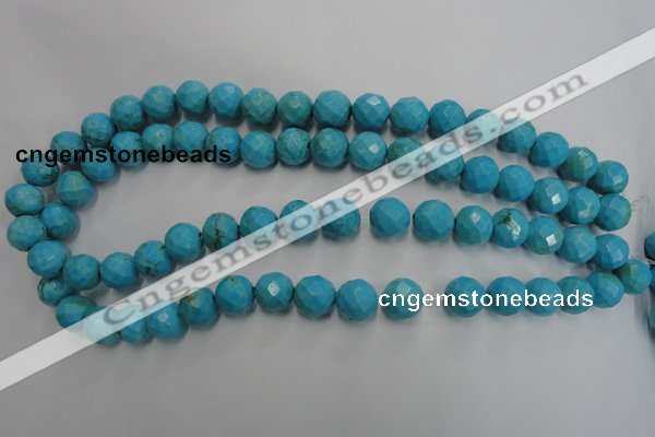 CWB434 15.5 inches 12mm faceted round howlite turquoise beads