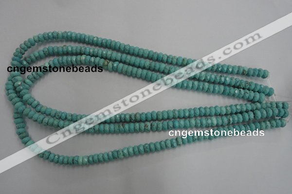 CWB440 15.5 inches 4*6mm faceted rondelle howlite turquoise beads