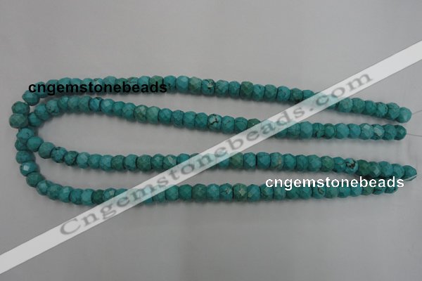 CWB444 15.5 inches 6*8mm faceted rondelle howlite turquoise beads