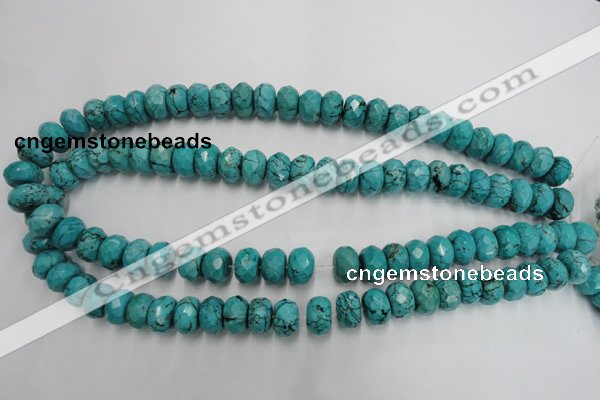 CWB448 15.5 inches 8*12mm faceted rondelle howlite turquoise beads