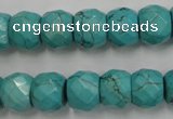 CWB450 15.5 inches 10*12mm faceted rondelle howlite turquoise beads