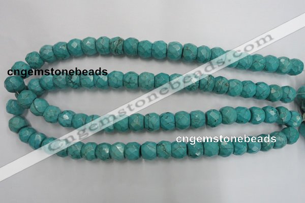 CWB450 15.5 inches 10*12mm faceted rondelle howlite turquoise beads