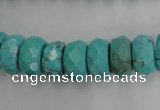 CWB451 15.5 inches 7*14mm faceted rondelle howlite turquoise beads