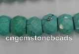 CWB452 15.5 inches 10*14mm faceted rondelle howlite turquoise beads